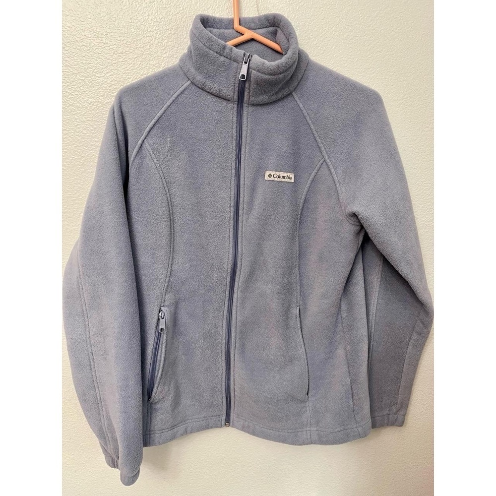 Columbia Women’s Benton Springs Blue Grey Full Zip Fleece Jacket Size Large - Picture 2 of 7